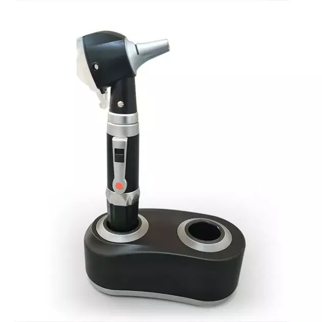 Otoscope portable à fibre optique avec chargeur pour diagnostic ORL