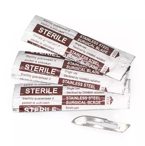 Lame de scalpel chirurgical en acier au carbone stérile jetable boite de 100