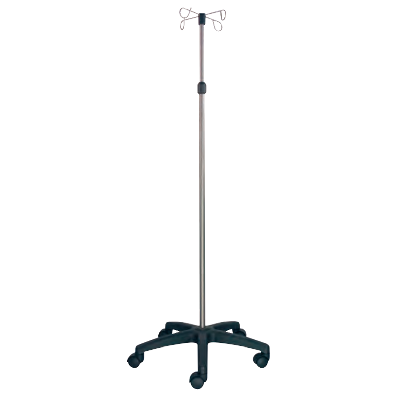 Porte-sérum 4 crochets en inox sur roulette